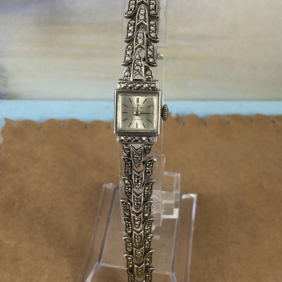 Bucherer Watch Swiss Made in 800 Silver  Marcasite - Picture 2 of 8